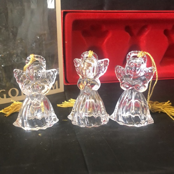 Gorham crystal Angel ornaments in original box; 2.5” H each set of 3 new - Picture 2 of 8